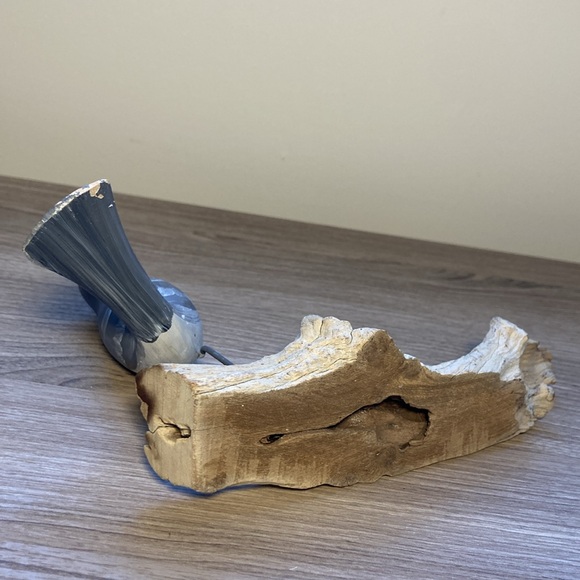 Sculpture cat Bird Figurine on Driftwood hand painted - Picture 8 of 16